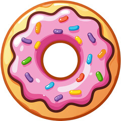 Delicious Pink Frosted Donut with Colorful Sprinkles and Sweet Glaze.