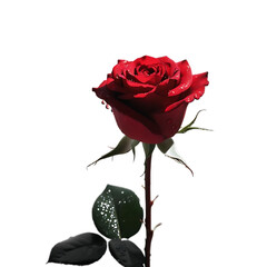 Romantic Red Rose Isolated with Water Droplets

