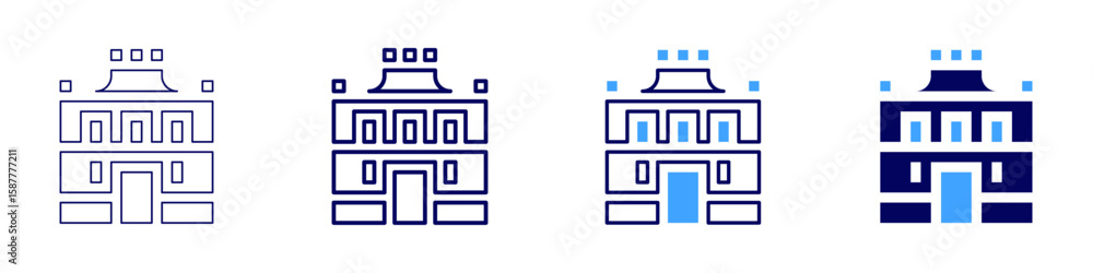 Poster building alignment icon in 4 different styles. thin line, line, bold line, duotone. duotone style. e