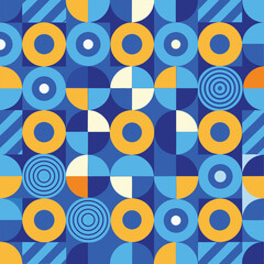 Seamless blue Bauhaus circle pattern background wallpaper