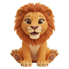Fototapeta premium Adorable Lion Cub Sitting with Open Paw, Gentle Lion Cub With Golden Mane And Sweet Smile Posing in Full View