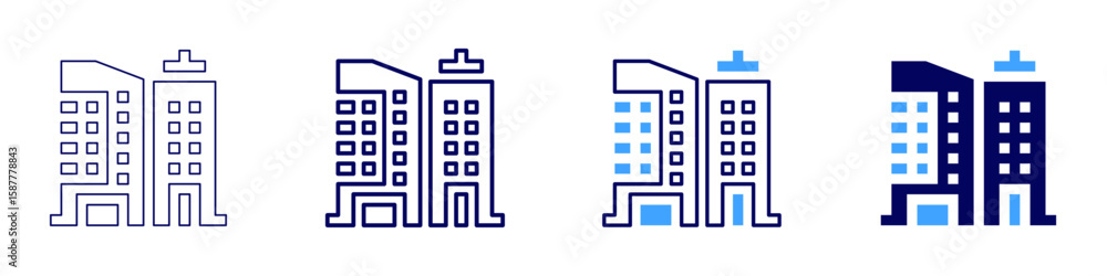 Poster building operations icon in 4 different styles. thin line, line, bold line, duotone. duotone style. 
