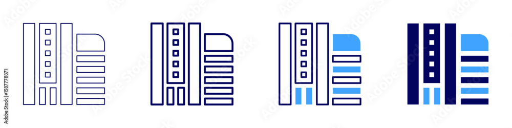 Poster building operation icon in 4 different styles. thin line, line, bold line, duotone. duotone style. e