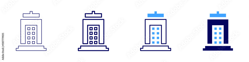 Poster building performance icon in 4 different styles. thin line, line, bold line, duotone. duotone style.