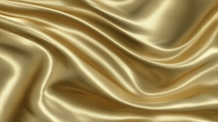 Fototapeta premium Smooth golden silk fabric with flowing waves and a shiny texture, creating an elegant and luxurious appearance.