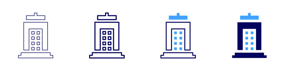 Building performance icon in 4 different styles. Thin Line, Line, Bold Line, Duotone. Duotone style. Editable stroke