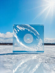 Icy Blue CD Case Mockup with Reflective Disc