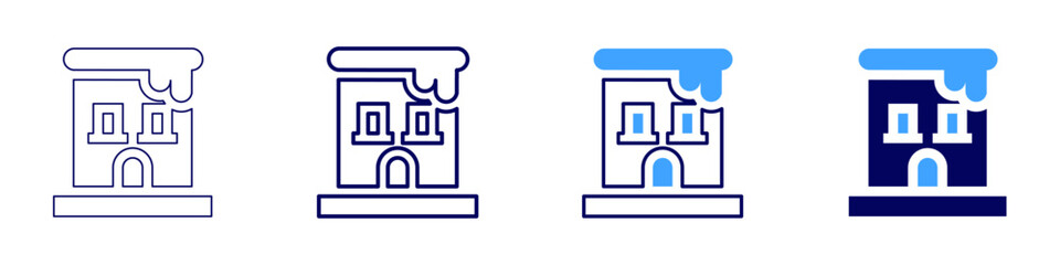 Building project icon in 4 different styles. Thin Line, Line, Bold Line, Duotone. Duotone style. Editable stroke