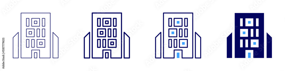 Poster building section icon in 4 different styles. thin line, line, bold line, duotone. duotone style. edi