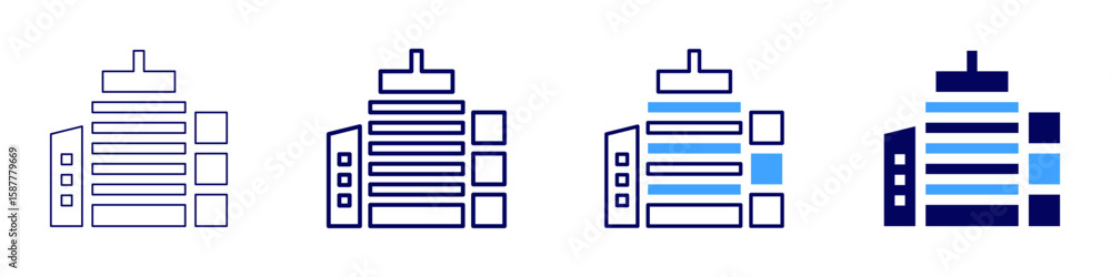Poster building separation icon in 4 different styles. thin line, line, bold line, duotone. duotone style. 