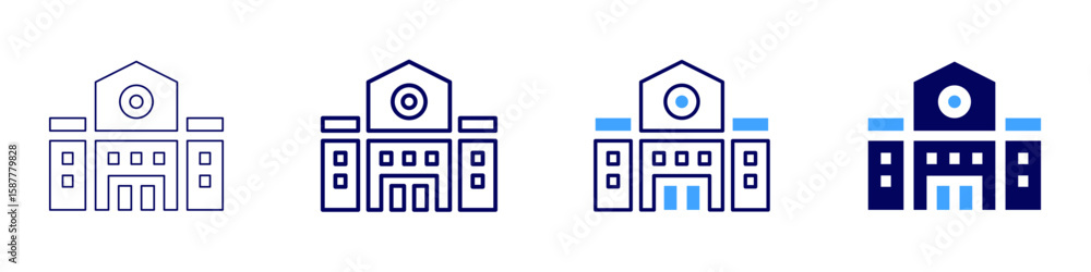 Poster building site icon in 4 different styles. thin line, line, bold line, duotone. duotone style. editab