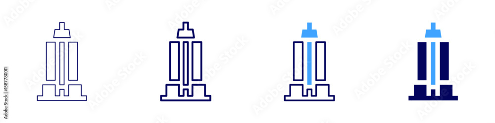 Poster building support icon in 4 different styles. thin line, line, bold line, duotone. duotone style. edi