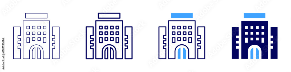 Poster building system icon in 4 different styles. thin line, line, bold line, duotone. duotone style. edit
