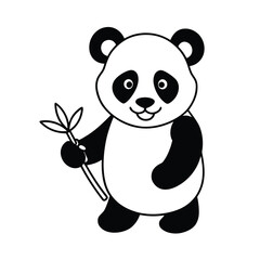 cute panda bear holding bamboo illustration design