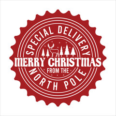 Special Delivery Merry Christmas From The North Pole  vector merry Christmas, December, Red, Custom, holiday, holiday, stamp, delivery, mail, northChristmas Shirt Design