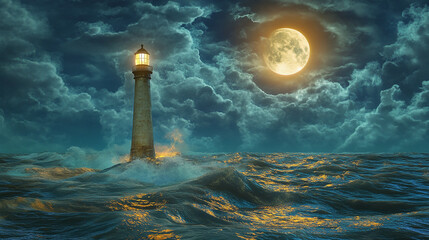 an ethereal fantasy 3D celestial stormy ocean