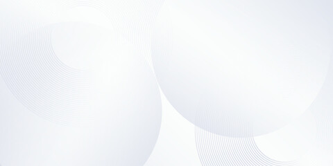 White background with white circle lines. Digital future technology concept abstract simple art