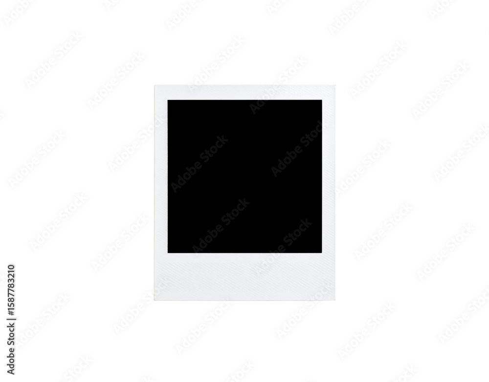 Poster single blank instant photo frame with a classic white textured border and empty center.