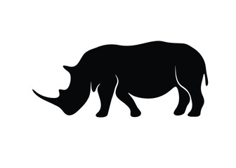 Black rhino logo isolated background. Vector illustration.