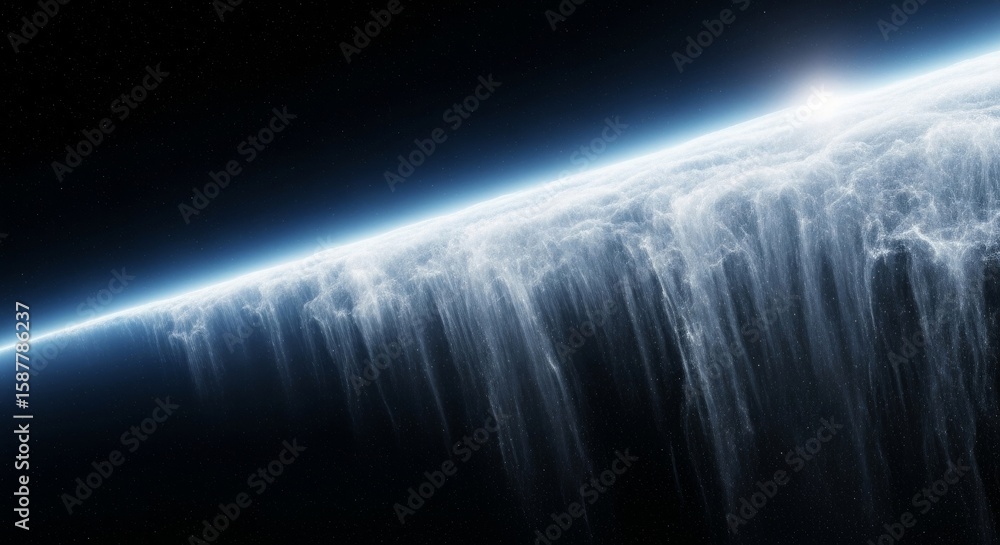 Poster edge of space waterfall - stunning image of a celestial waterfall cascading from the edge of a plane