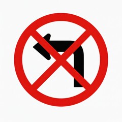 No left turn traffic sign prohibiting directional maneuver