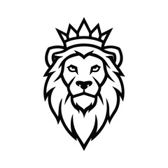 lion head with crown logo design vector graphic 