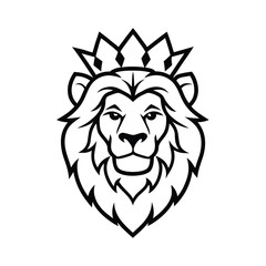 lion head with crown logo design vector graphic 