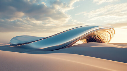a futuristic minimalism endless desert