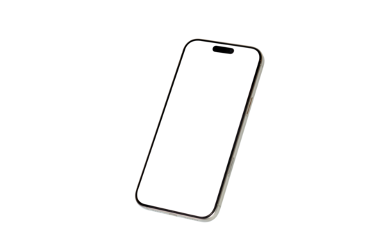 smartphone mockup PNG Image with blank white screen in realistic, mobile phone mockup front view. 