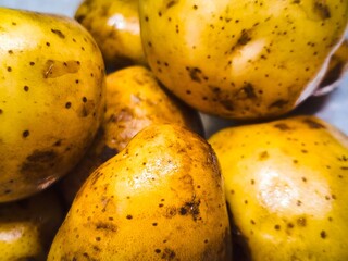 close up of raw potatoes
