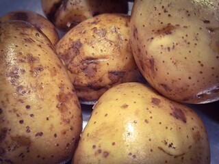 close up of raw potatoes