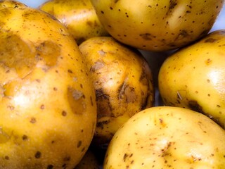 close up of raw potatoes