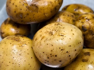 close up of raw potatoes