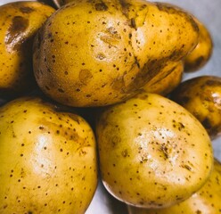 close up of raw potatoes