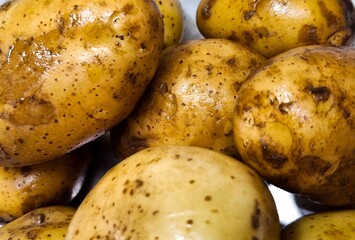 close up of raw potatoes