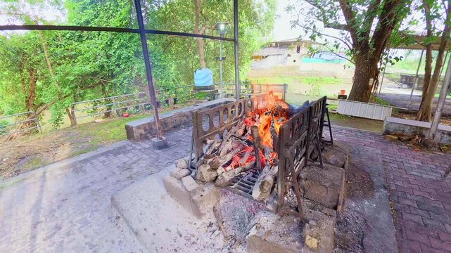 Traditional cremation fire depart spirit from dead body