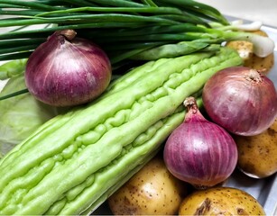 close up of raw vegetables 
