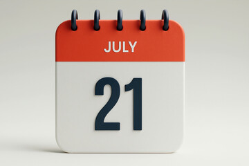 Calendar Icon Displaying July 21st with Orange Header for Reminders and Scheduling in Daily Organization
