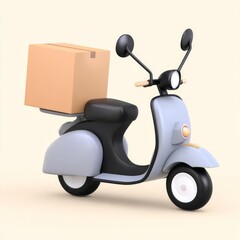 3D style concept, Stylish delivery scooter with a box ready for transport.