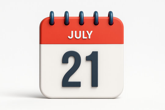 Calendar Icon Displaying July 21st with Red Header for Reminders and Scheduling in Daily Organization Tasks