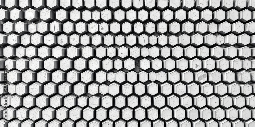 Poster abstract monochrome hexagonal wall texture with high contrast, creating a geometric pattern, black, 