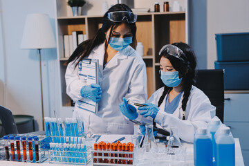 Modern Empty Science Laboratory With Microscopes, Test Tubes And Other Laboratory Equipments