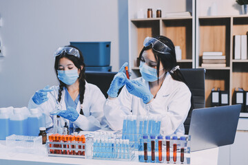 Modern Empty Science Laboratory With Microscopes, Test Tubes And Other Laboratory Equipments