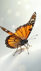 Obraz premium Close-up of a Monarch Butterfly on a White Surface