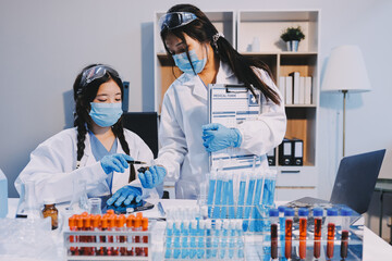 Modern Empty Science Laboratory With Microscopes, Test Tubes And Other Laboratory Equipments