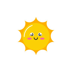 Cute Kawaii Sun Illustration on Black