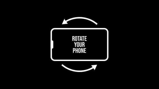 Rotate your phone. Simple motion graphic animation with rotation of shape text and smartphone.