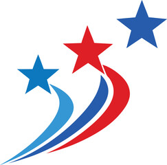 Obraz premium Stars and stripes American flag vector illustration with decorative red star patterns, a festive symbol for holiday celebration design