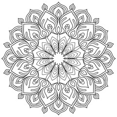vector illustration of a floral ornament mandala flower coloring page