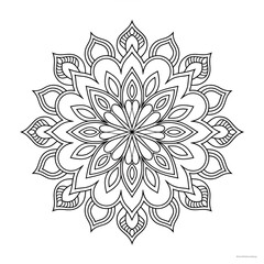 vector illustration of a floral ornament mandala flower coloring page